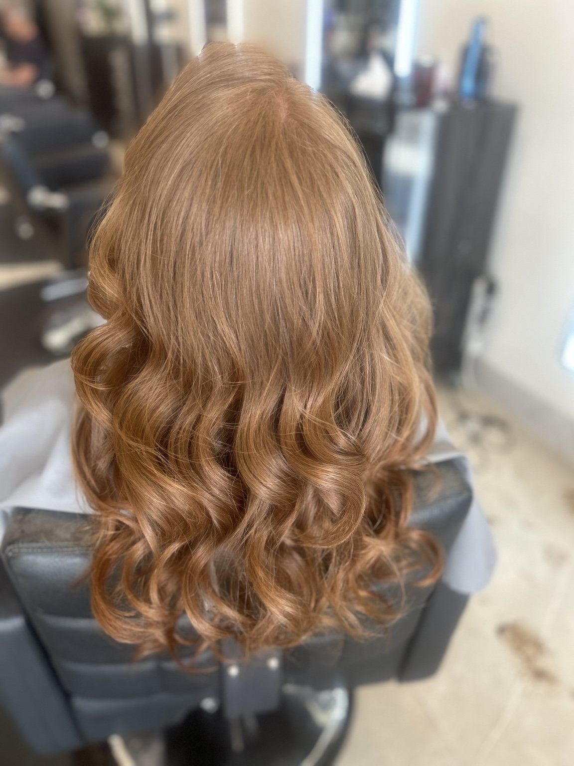 Example of hand-painted color and balayage work